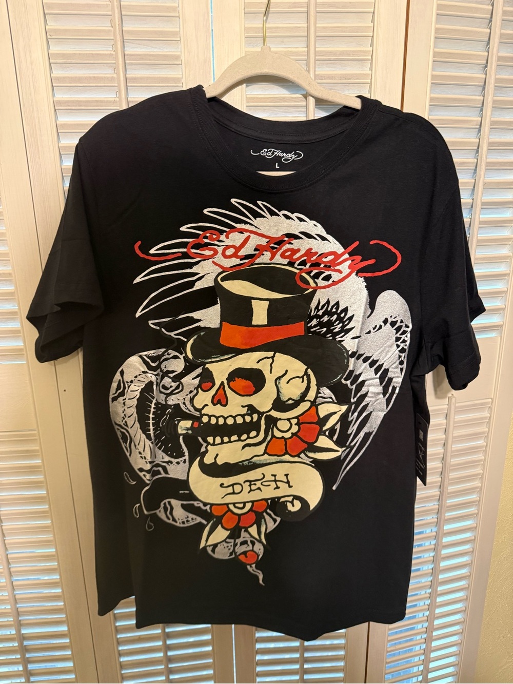 Ed Hardy Black Tee with White Don Ed Hardy Script